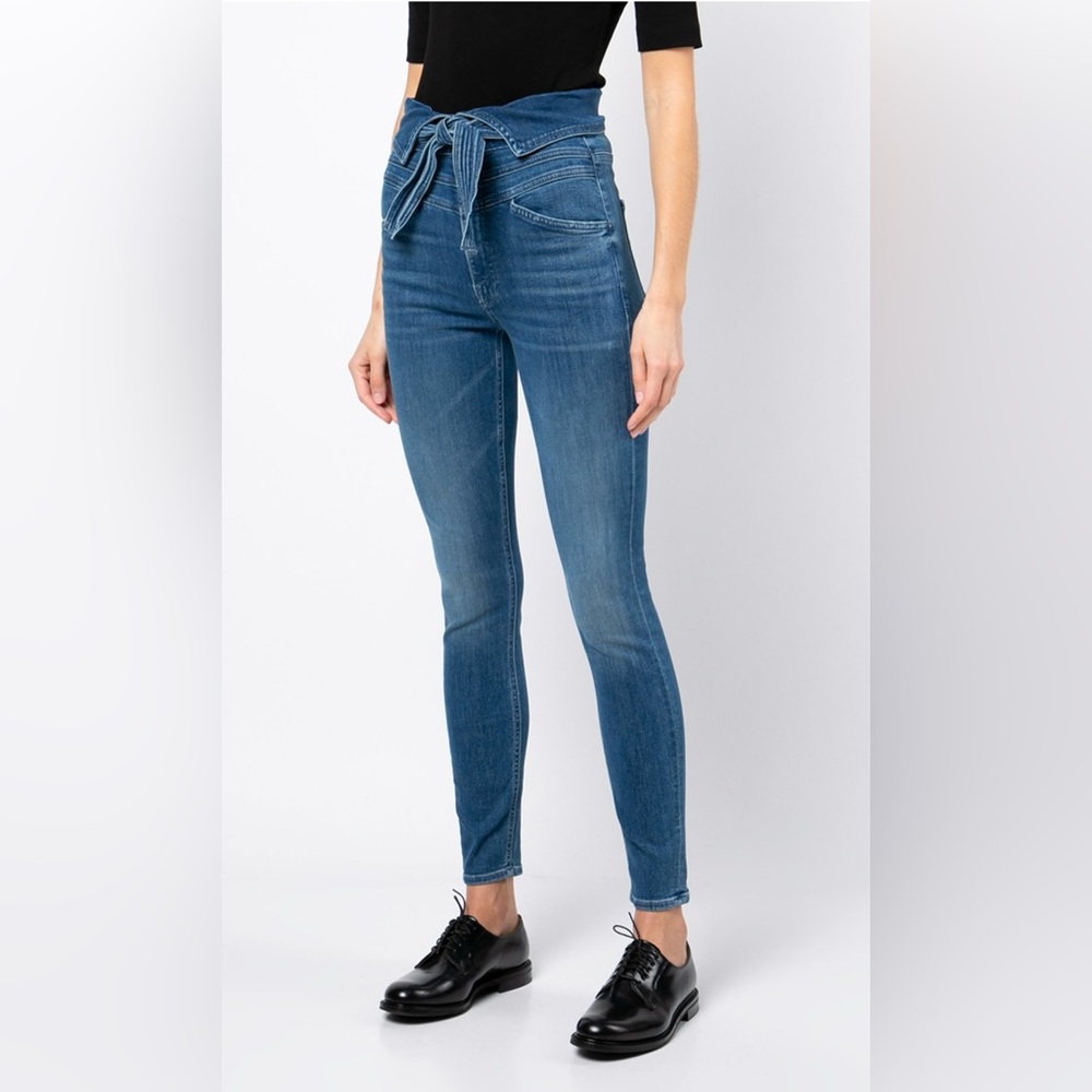 MOTHER Triple Stack Tie-Waist Skinny Jeans